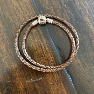 Pandora leather wrap charm bracelet
